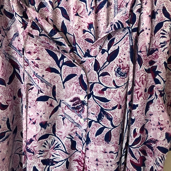 Lucky Brand Floral Print Tie Neck Peasant Top XL - Picture 2 of 4